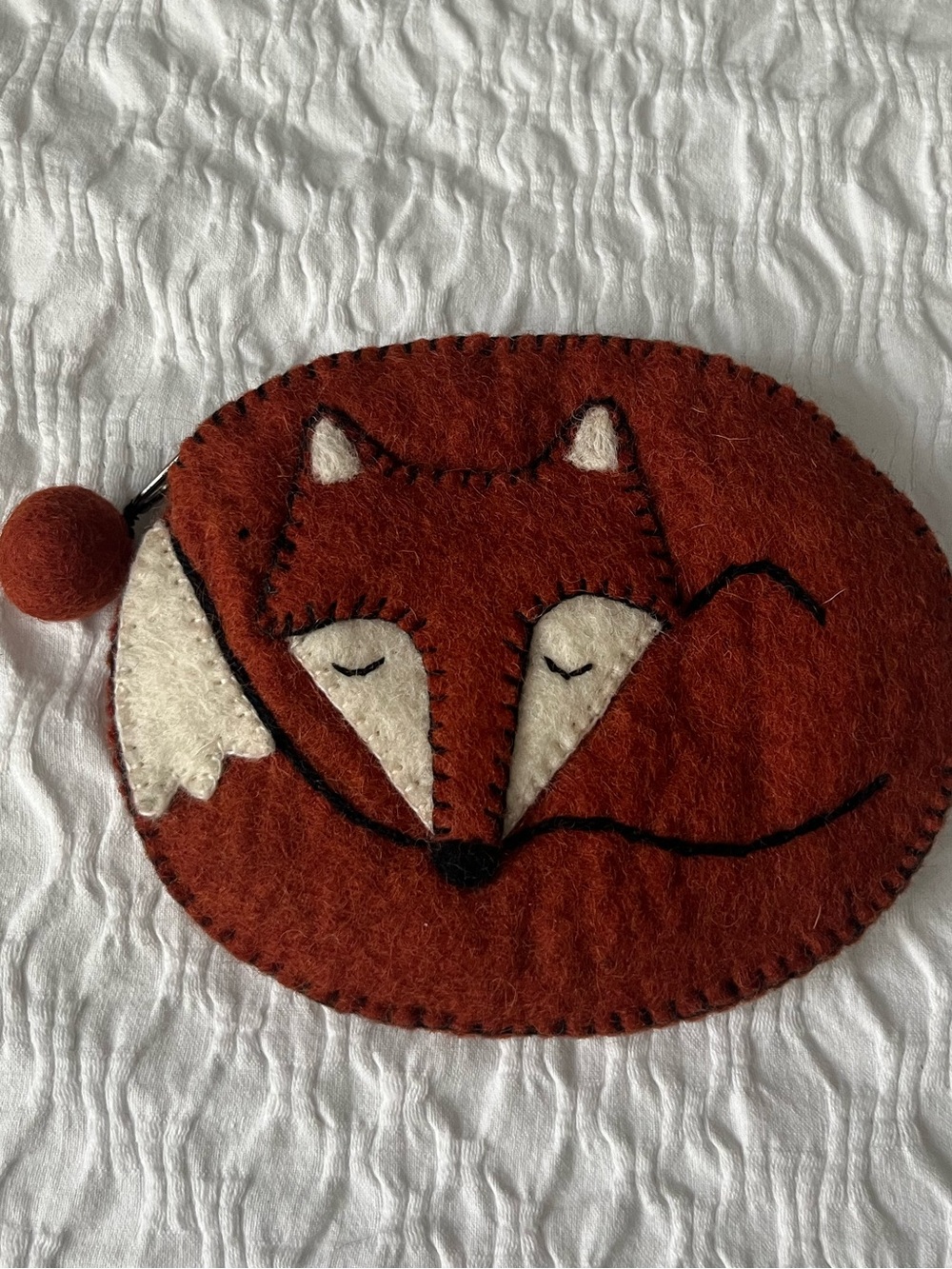 Felt Fox Coin Purse in Rust Red